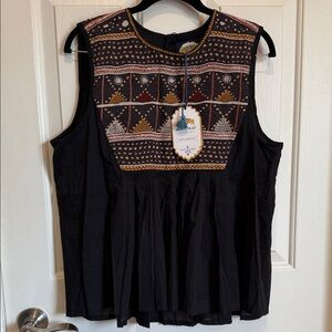 Sundance Alamwar Embroidered Cotton Sleeveless Top